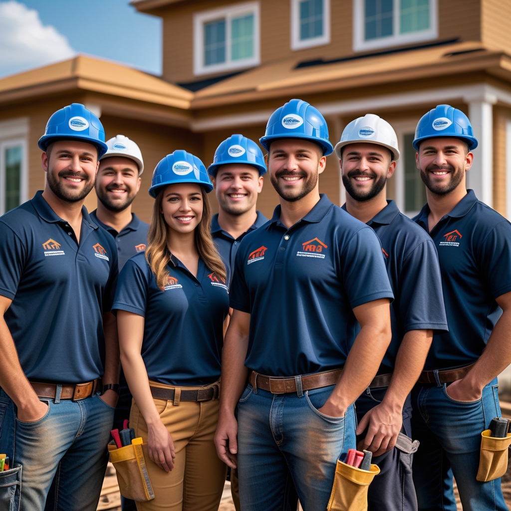 Home improvement team members in company uniforms